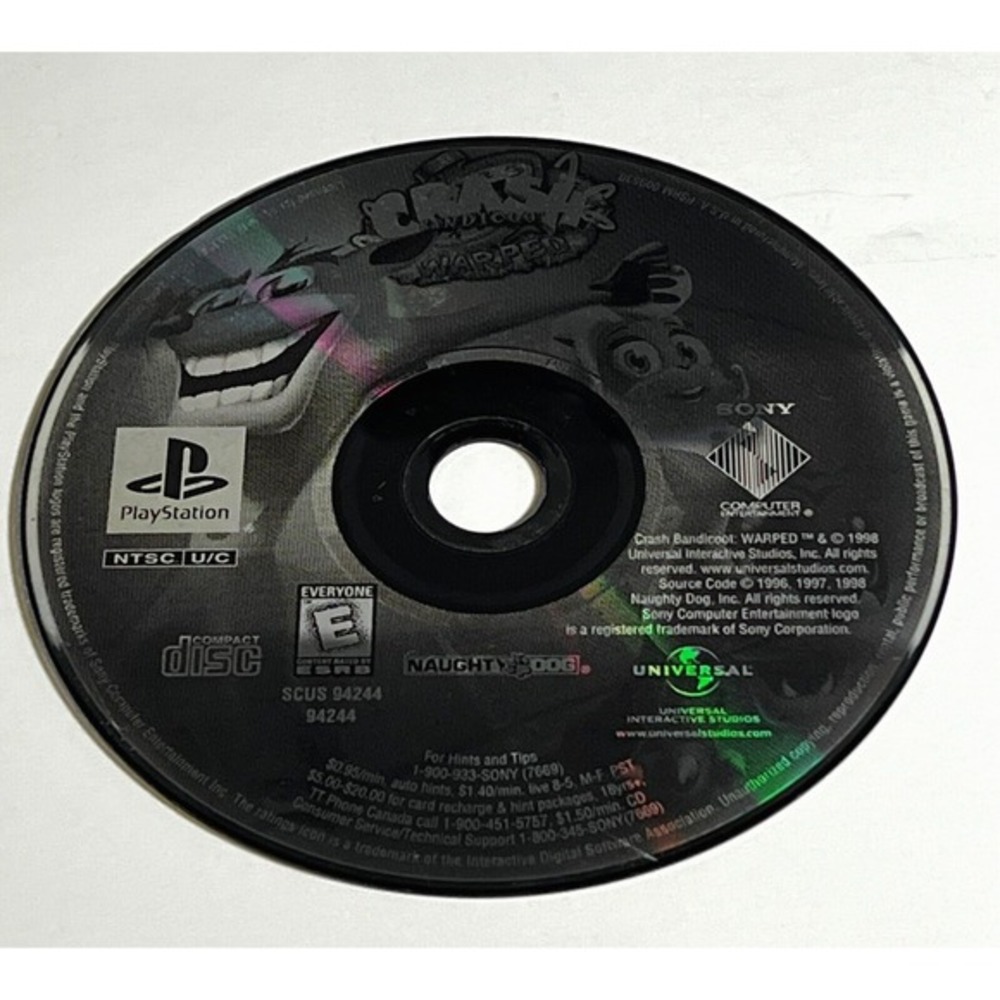 Crash‎ Bandicoot Warped Greatest Hits PlayStation 1 Disc Only Tested Working